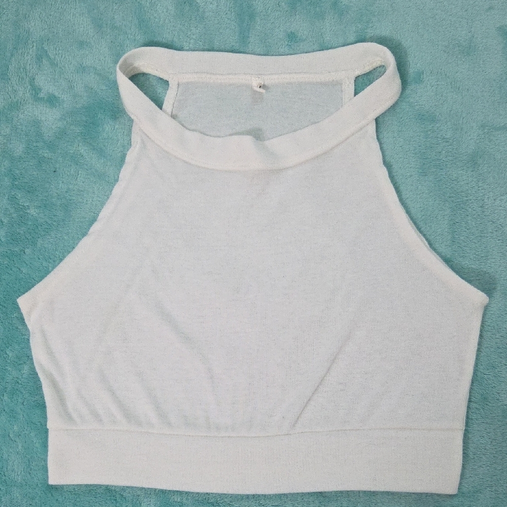 NO LABEL, White Halter Neck Tank Top🧿